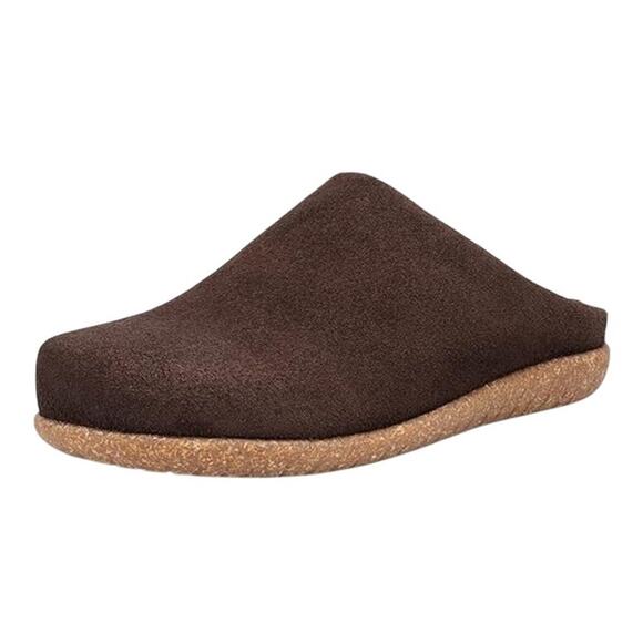Taos Womens Poet Slip-on Clog EU 38 US 7-7.5 Brown Suede Wool Lined NIB - Picture 1 of 12